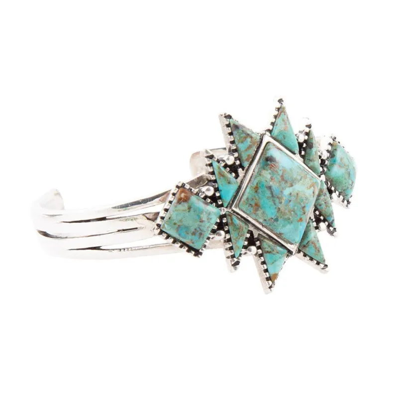 Sharp Blue Turquoise and Sterling Silver Cuff Bracelet made by Zulily