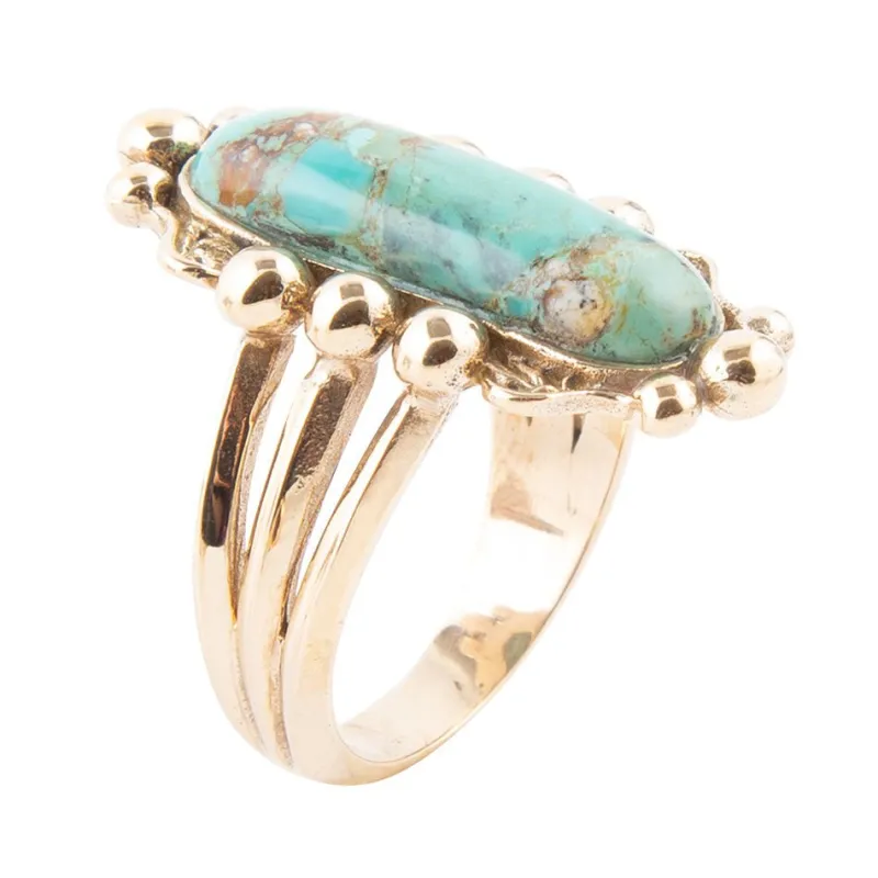 Plateau Blue Turquoise and Golden Ring made by Zulily