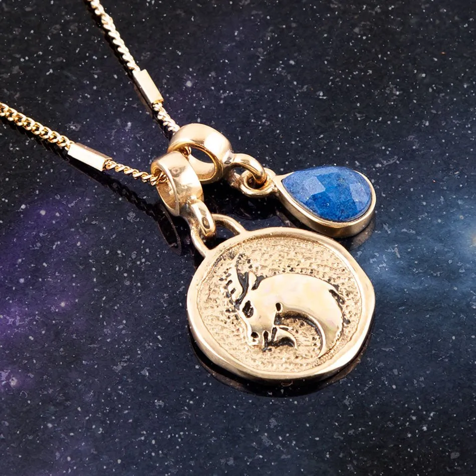 Capricorn - Zodiac Blue Lapis Golden Charm Necklace sold by Zulily product image thumbnail 2