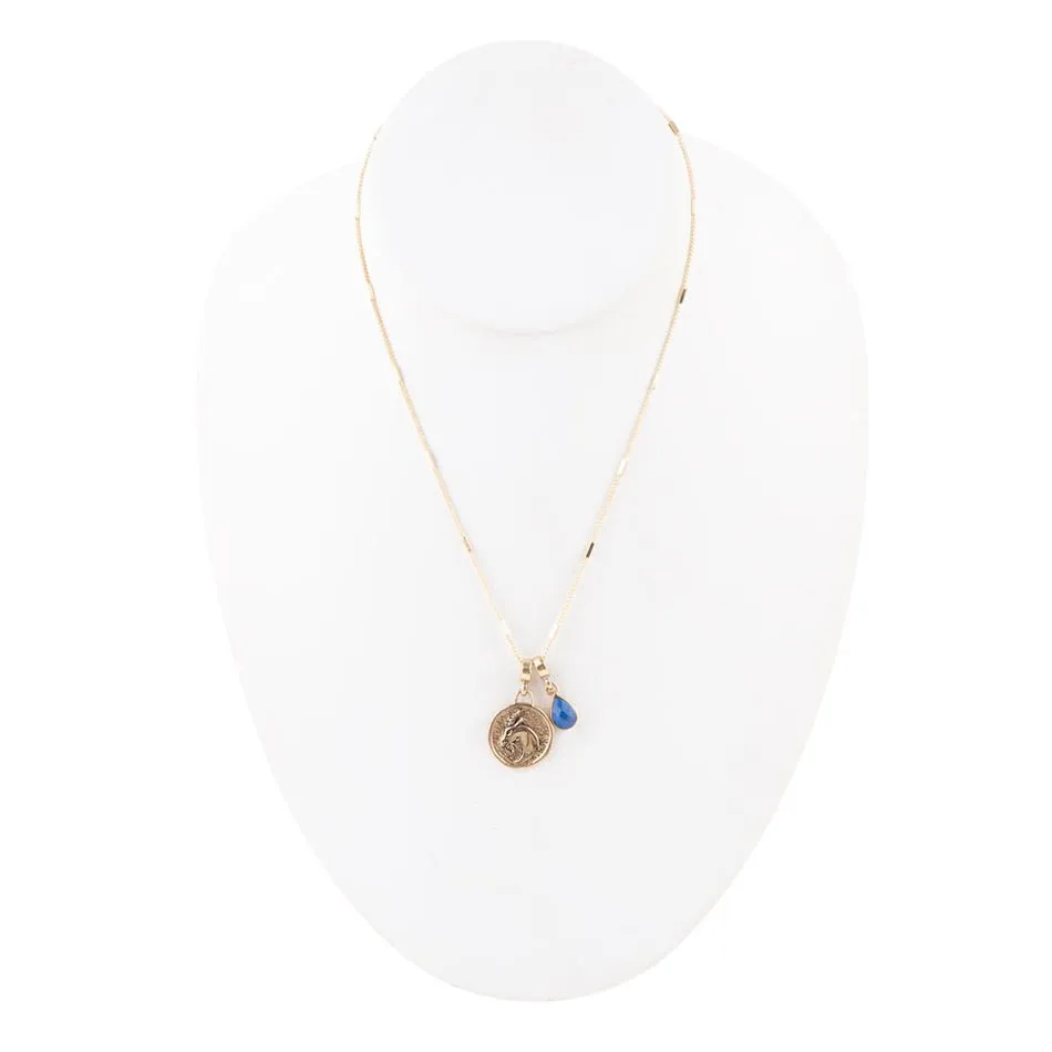 Capricorn - Zodiac Blue Lapis Golden Charm Necklace sold by Zulily product image thumbnail 4