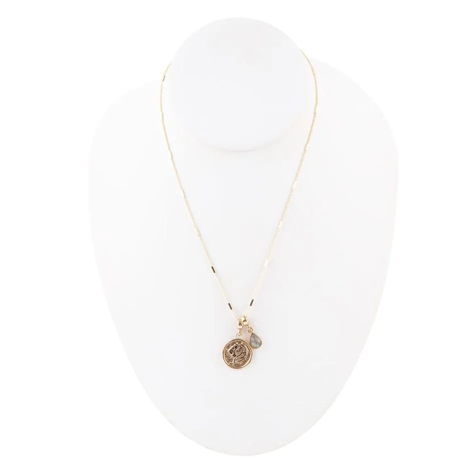 Leo - Zodiac Gray Labradorite Golden Charm Necklace sold by Zulily product image thumbnail 4