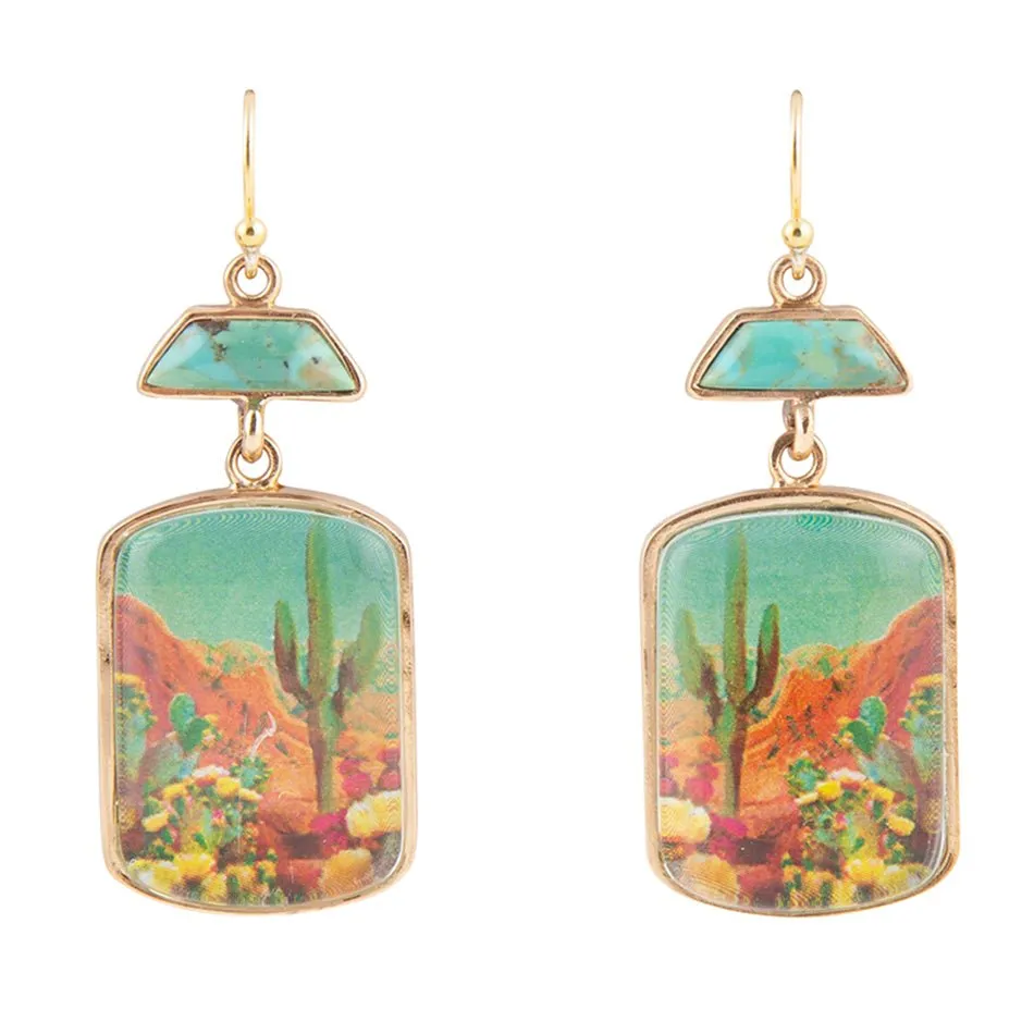 Scenic Sedona Desert Blue Turquoise Golden Drop Earrings sold by Zulily