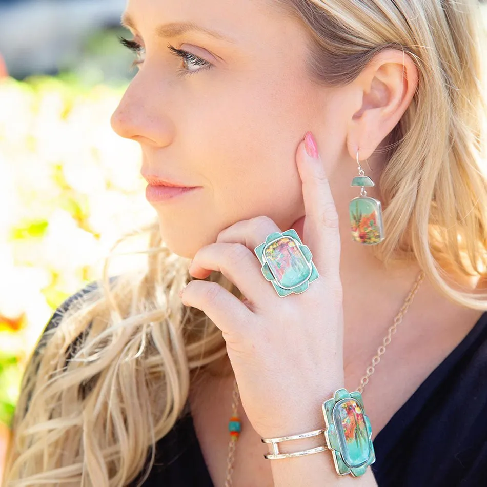 Scenic Sedona Desert Blue Turquoise Golden Drop Earrings sold by Zulily product image thumbnail 5