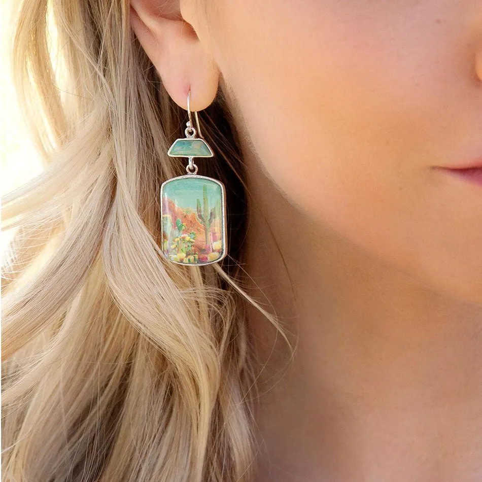 Scenic Sedona Desert Blue Turquoise Golden Drop Earrings sold by Zulily product image thumbnail 2