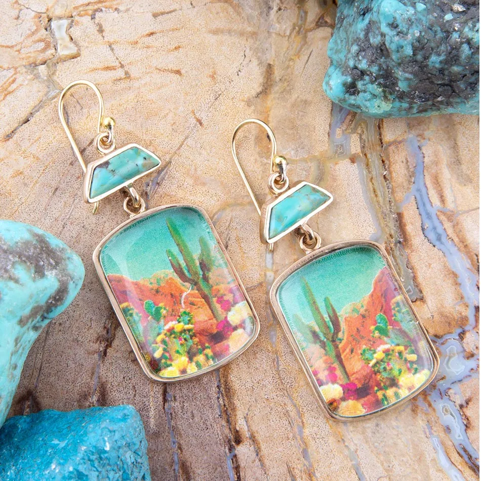 Scenic Sedona Desert Blue Turquoise Golden Drop Earrings sold by Zulily product image thumbnail 3