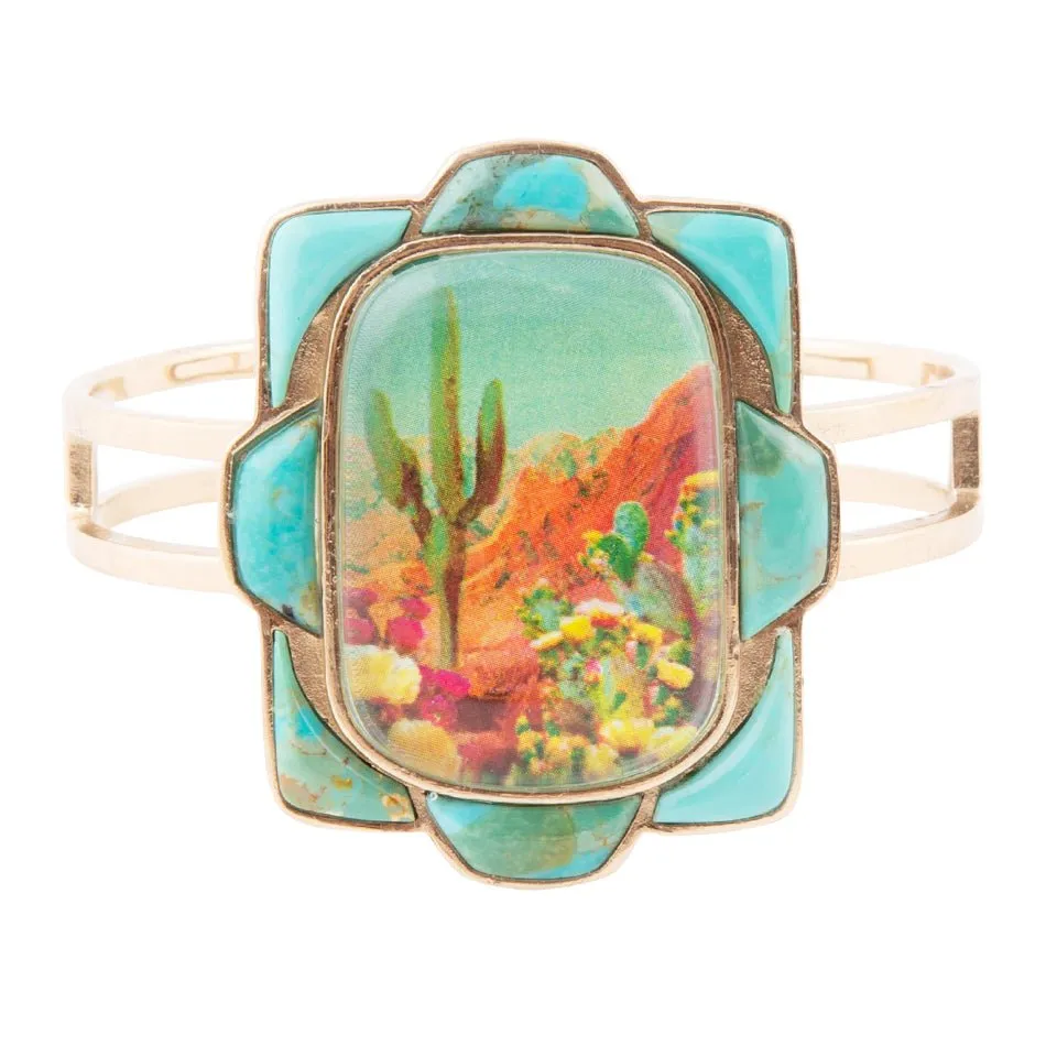 Scenic Sedona Blue Turquoise and Golden Cuff Bracelet sold by Zulily product image thumbnail 4