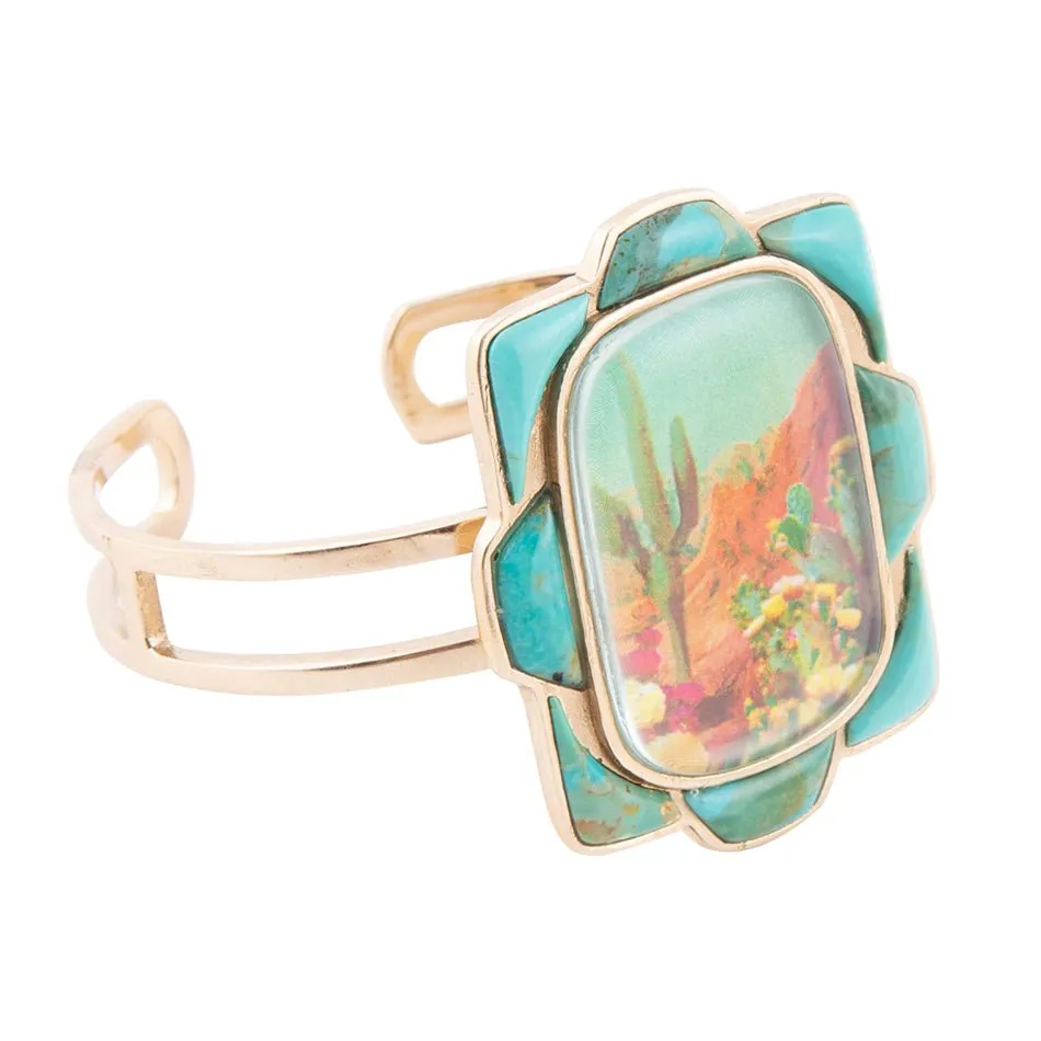 Scenic Sedona Blue Turquoise and Golden Cuff Bracelet sold by Zulily