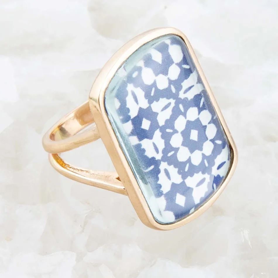 Santorini Cobalt Blue and White Golden Ring sold by Zulily product image thumbnail 4