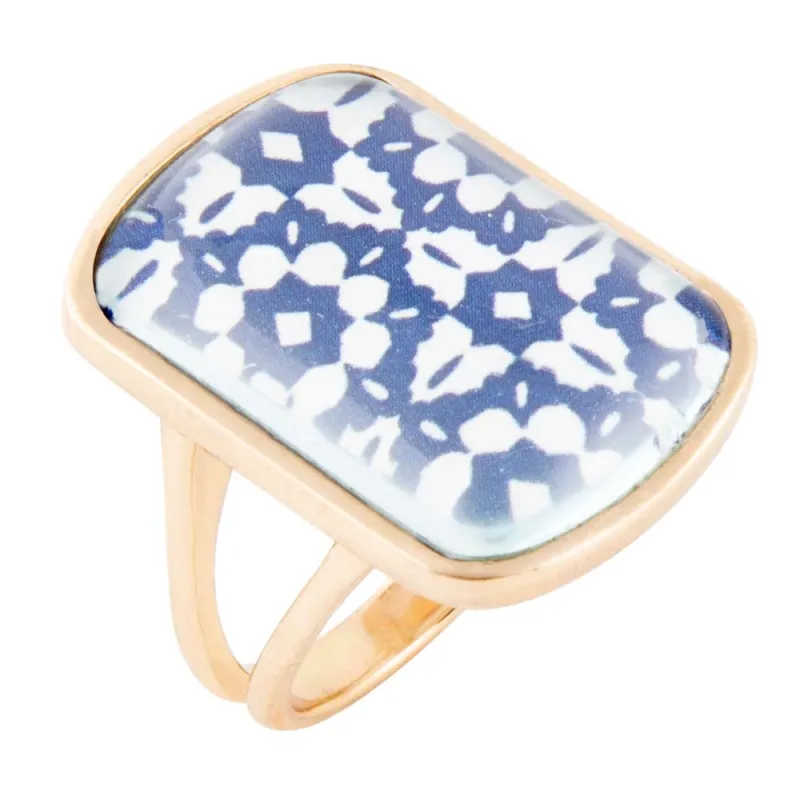 Santorini Cobalt Blue and White Golden Ring made by Zulily