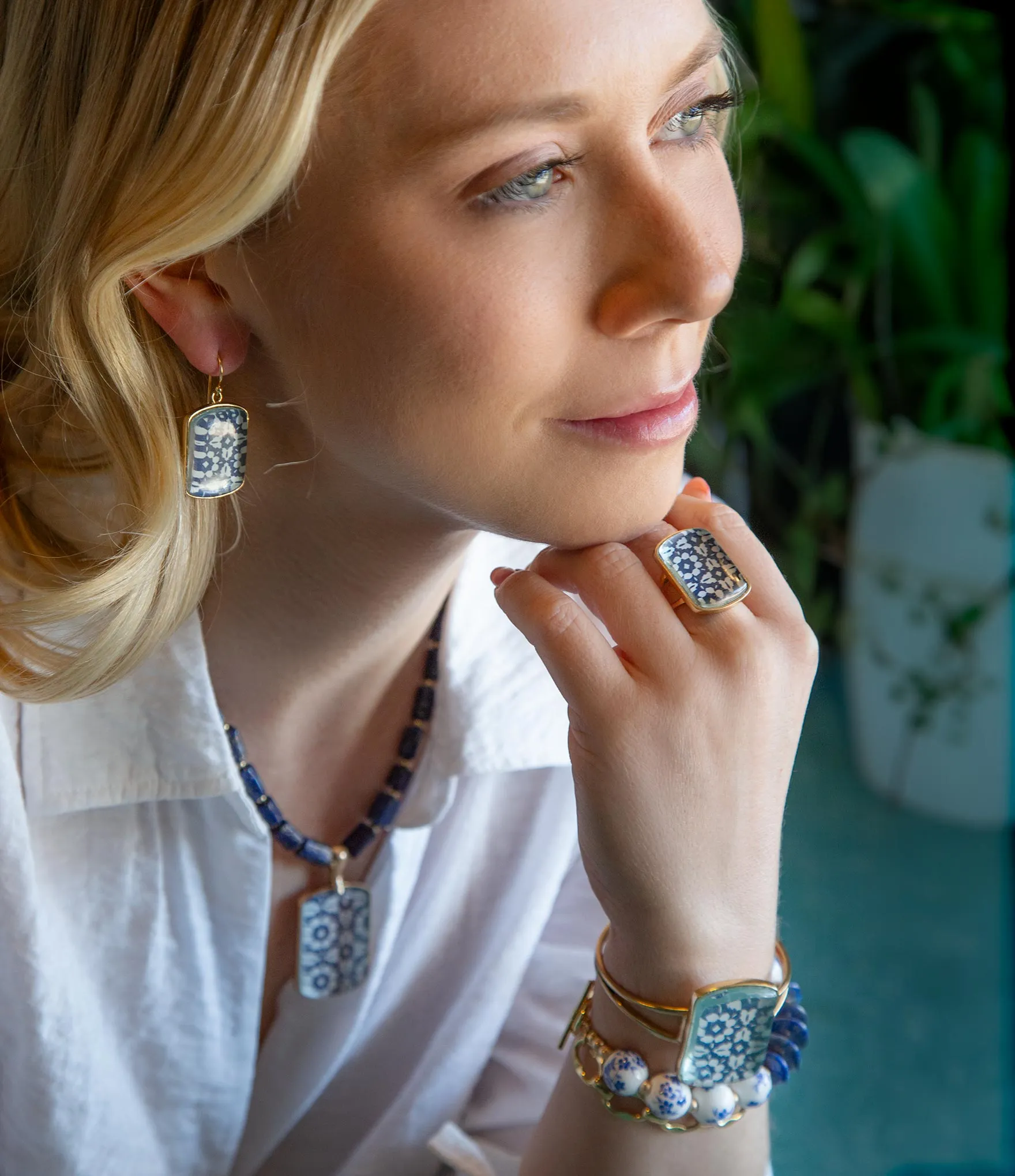 Santorini Cobalt Blue and White Golden Ring sold by Zulily product image thumbnail 2