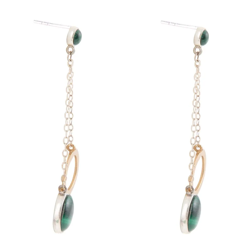 Circle Green Malachite and Two-Toned Metal Dangle Earrings sold by Zulily product image thumbnail 3