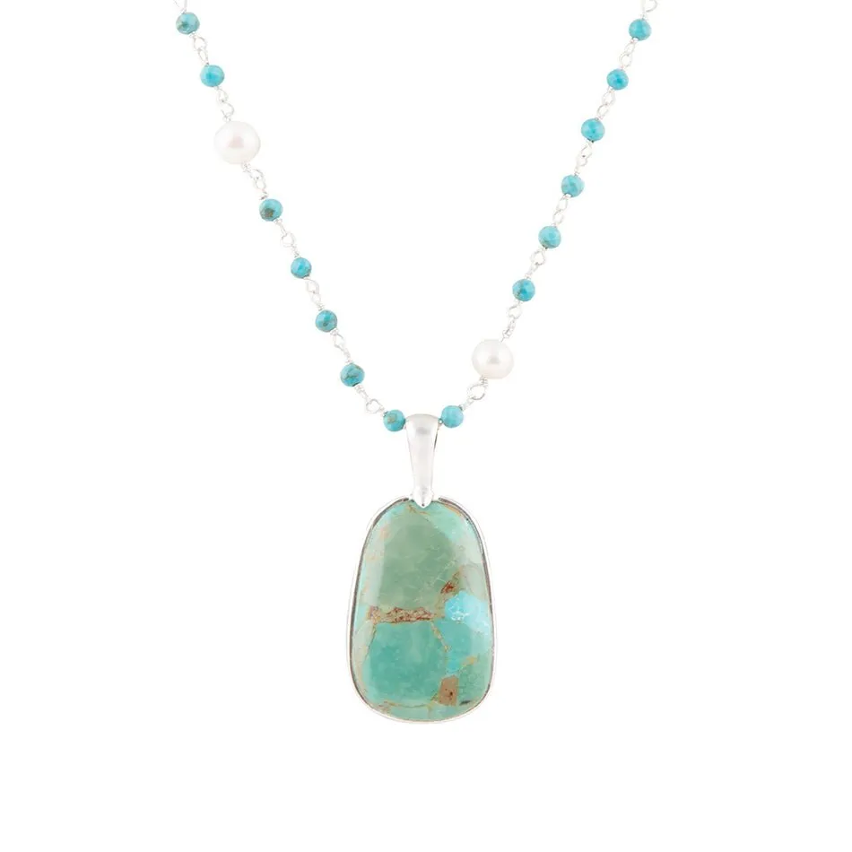 Madeleine Blue Turquoise and Sterling Silver Drop Pendant Necklace sold by Zulily