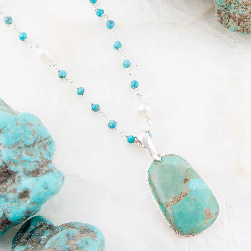 Madeleine Blue Turquoise and Sterling Silver Drop Pendant Necklace sold by Zulily product image thumbnail 2