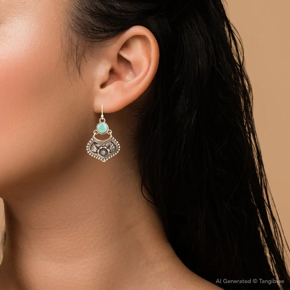 Blue Turquoise Flourish Golden Drop Earrings sold by Zulily product image thumbnail 2