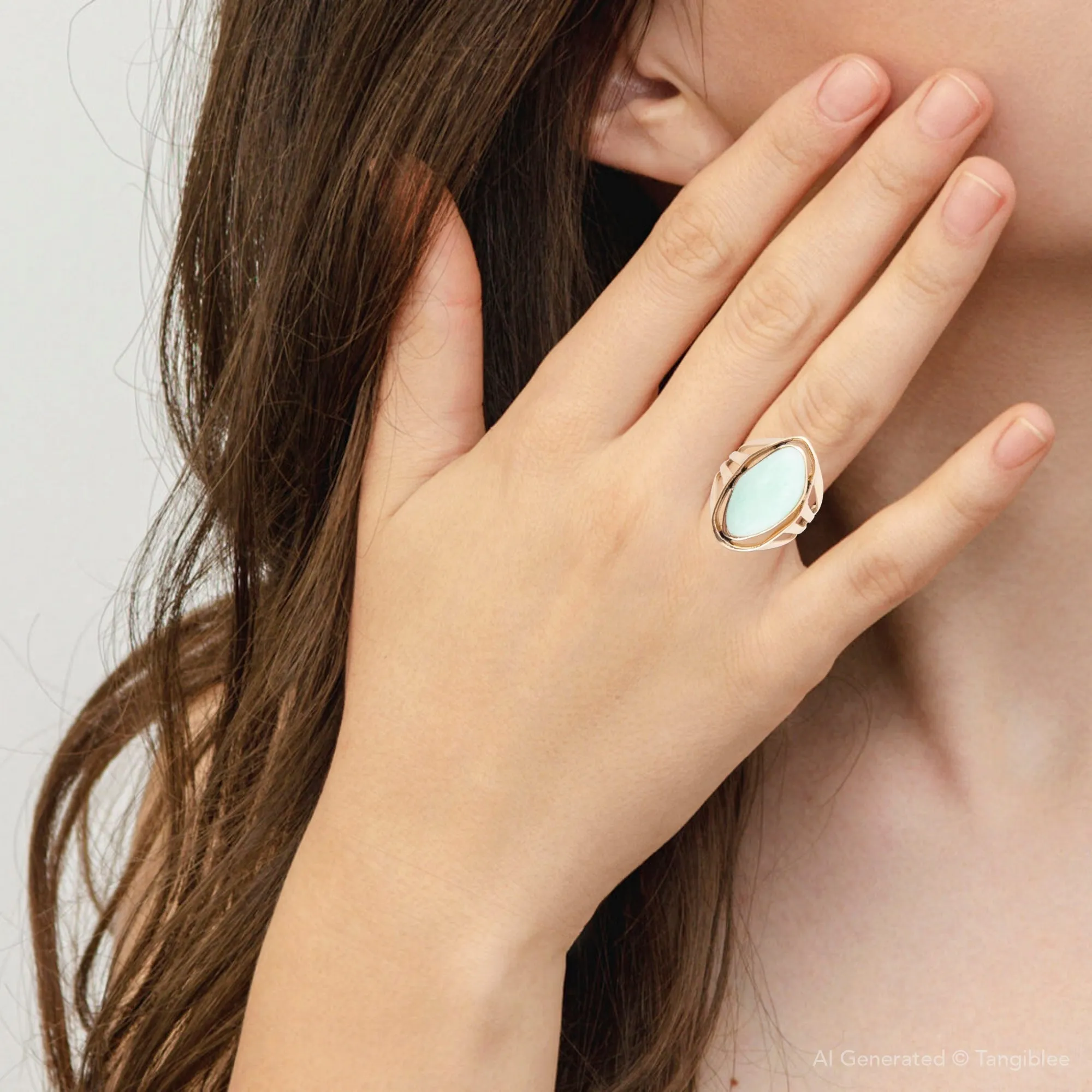 Abstract Green Chrysoprase and Golden Ring sold by Zulily product image thumbnail 4
