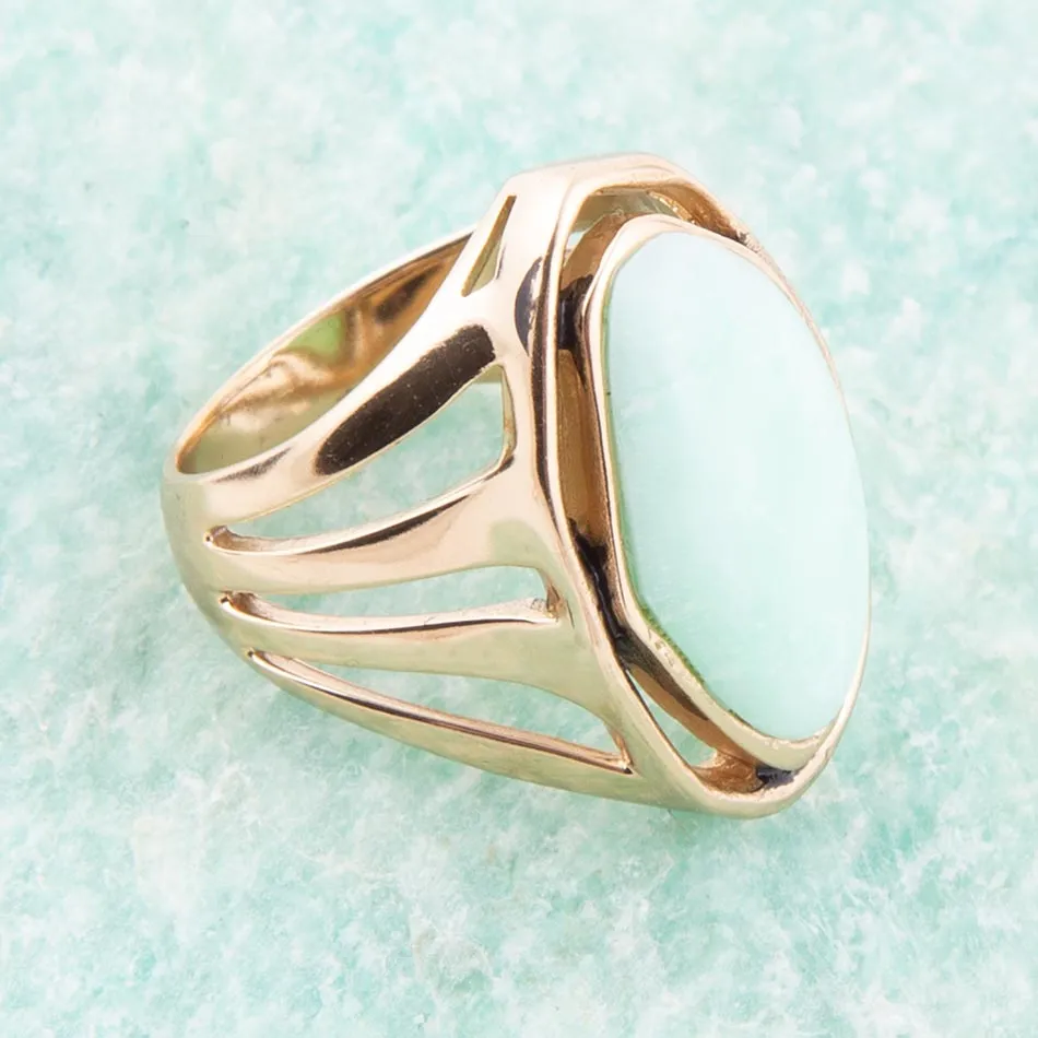Abstract Green Chrysoprase and Golden Ring sold by Zulily product image thumbnail 2