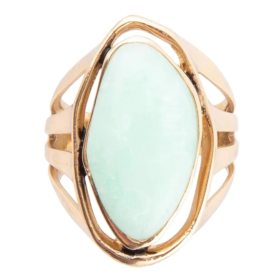 Abstract Green Chrysoprase and Golden Ring sold by Zulily product image thumbnail 3
