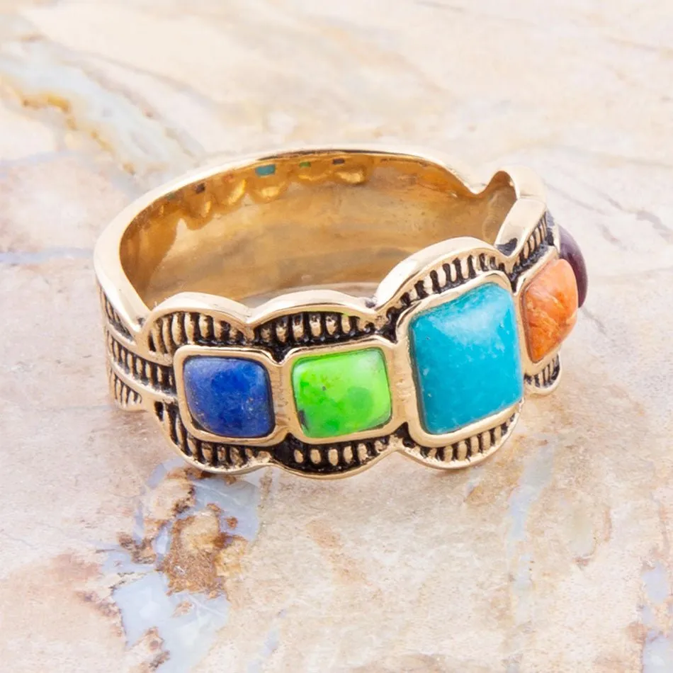 Zion Blue Turquoise Colorful Golden Ring sold by Zulily product image thumbnail 2