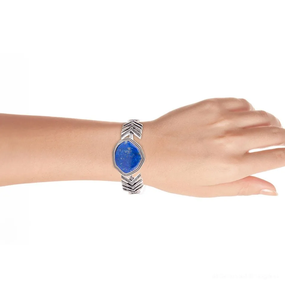 Blue Lapis and Sterling Silver Statement Cuff sold by Zulily product image thumbnail 4