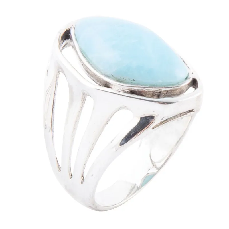 Abstract Blue Larimar and Sterling Silver Statement Ring made by Zulily