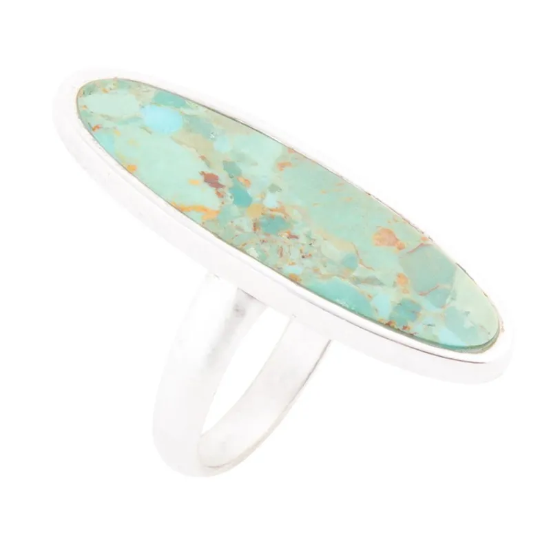 Pueblo Blue Turquoise and Sterling Silver Oval Ring made by Zulily