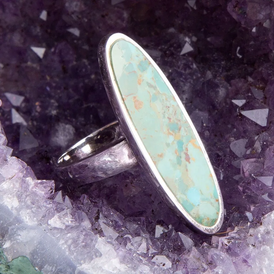 Pueblo Blue Turquoise and Sterling Silver Oval Ring sold by Zulily product image thumbnail 2