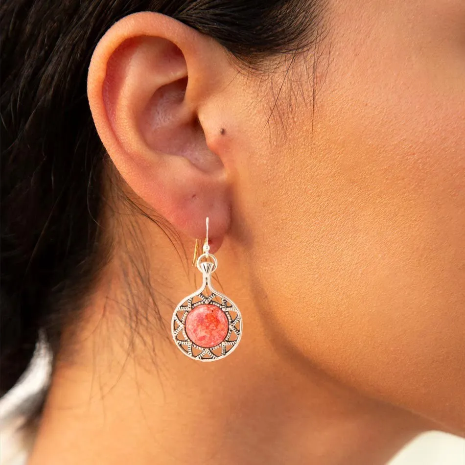 Sun Orange Sponge Coral Golden Drop Earrings sold by Zulily product image thumbnail 2