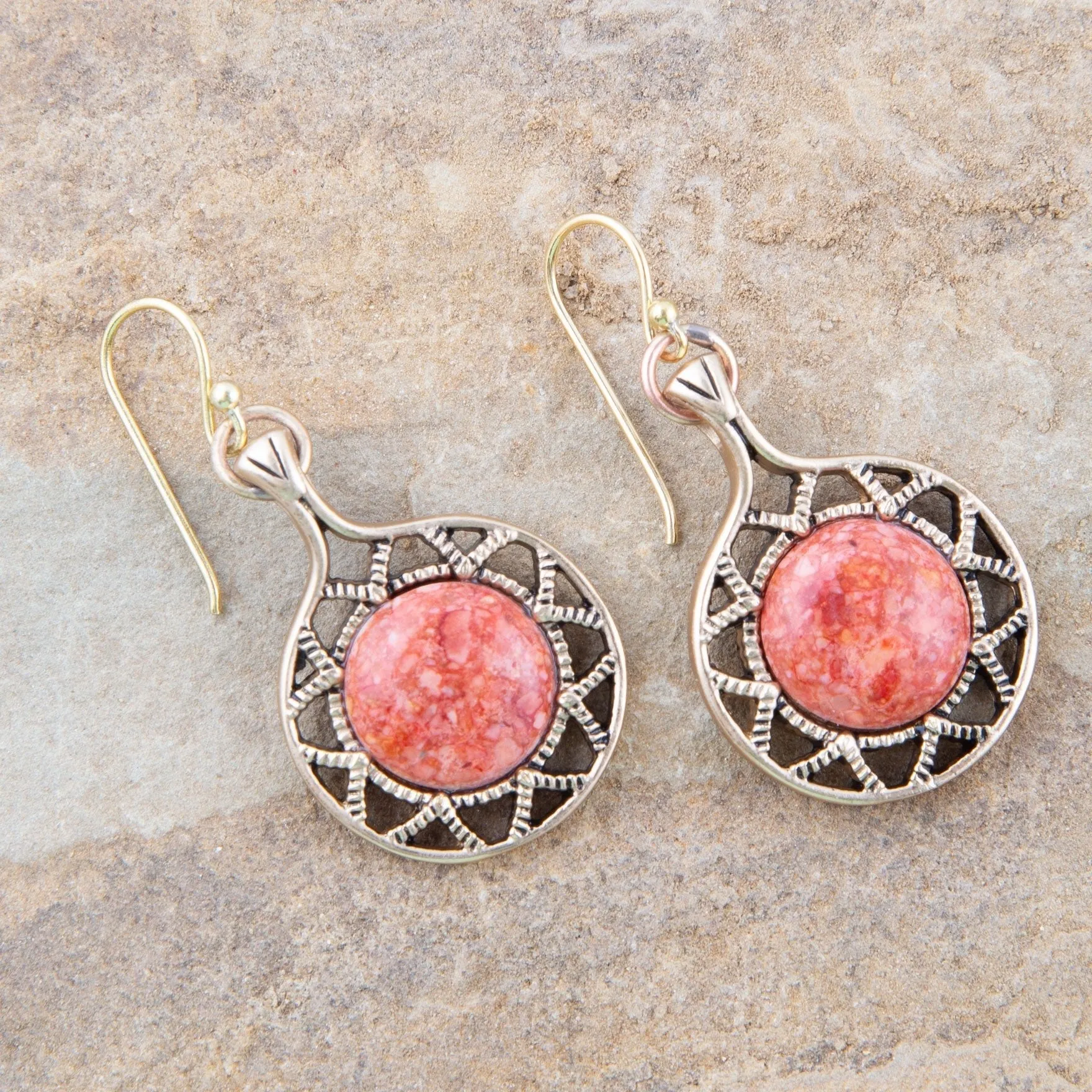 Sun Orange Sponge Coral Golden Drop Earrings sold by Zulily product image thumbnail 4