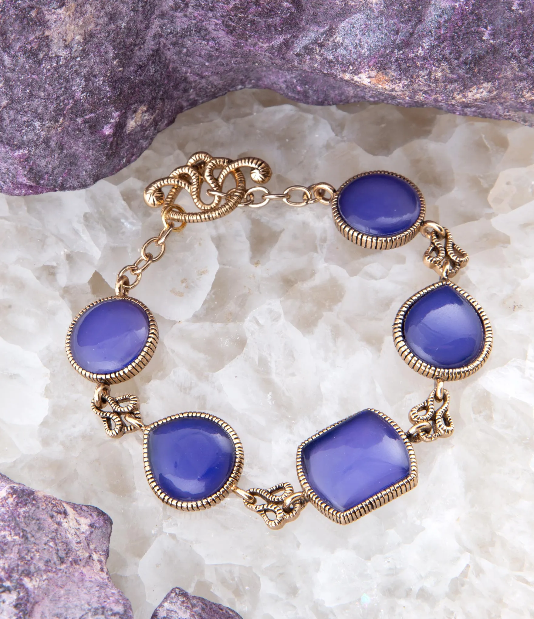 Lace Blue Agate Link Golden Bracelet sold by Zulily product image thumbnail 2