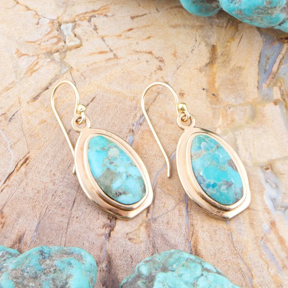 Genuine Blue Turquoise Golden Drop Earrings sold by Zulily product image thumbnail 2
