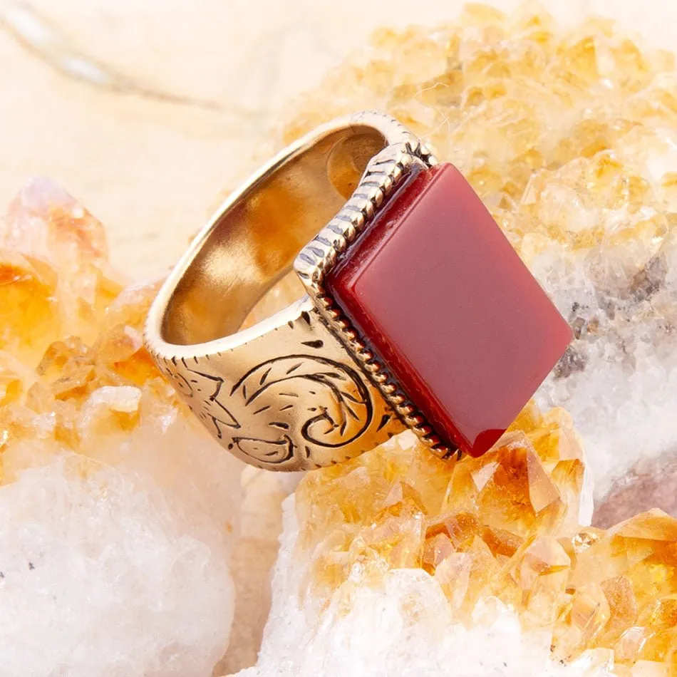 Stamped Orange Carnelian Golden Ring sold by Zulily product image thumbnail 3