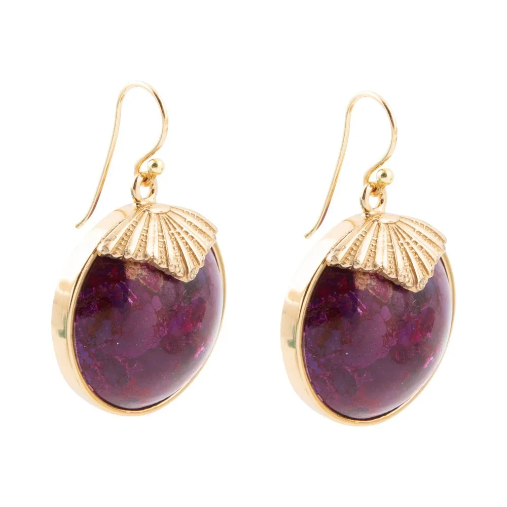 Purple Turquoise Circle Golden Drop Earrings sold by Zulily product image thumbnail 3