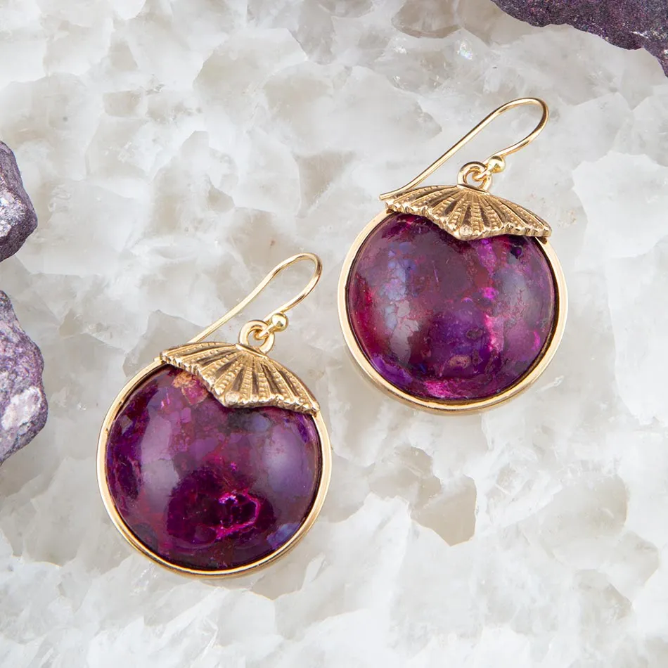 Purple Turquoise Circle Golden Drop Earrings sold by Zulily product image thumbnail 2