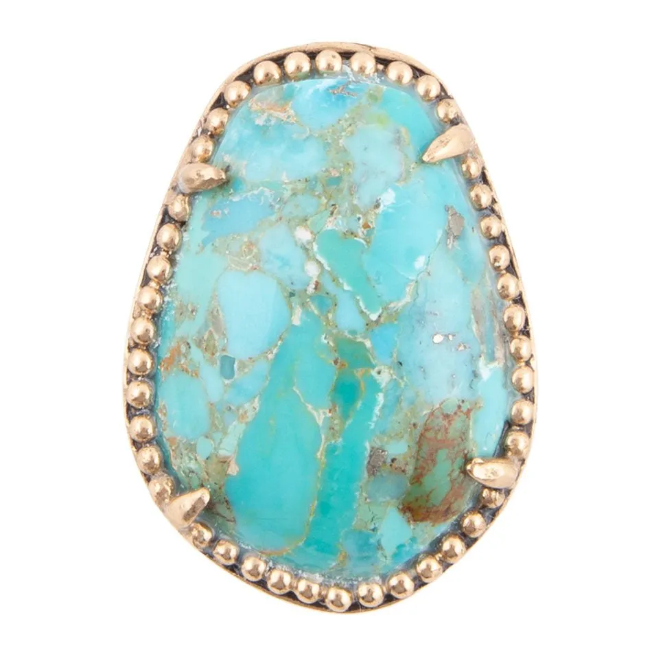 Refined Blue Turquoise Golden Statement Ring sold by Zulily product image thumbnail 3
