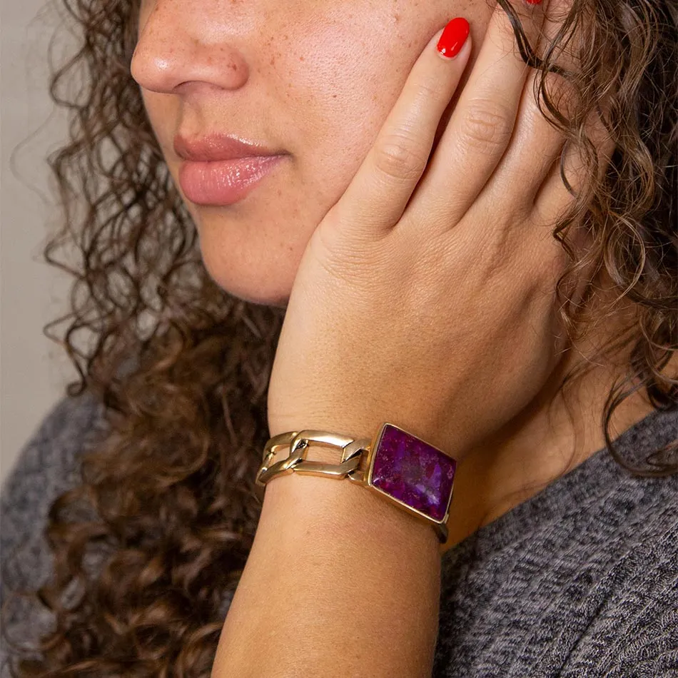 Purple Turquoise Golden Cuff Bracelet sold by Zulily product image thumbnail 2