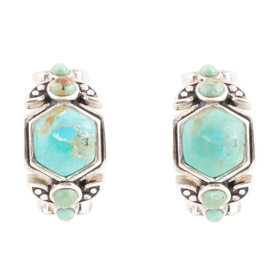 Emile Blue Turquoise Sterling Silver Hoop Earrings sold by Zulily
