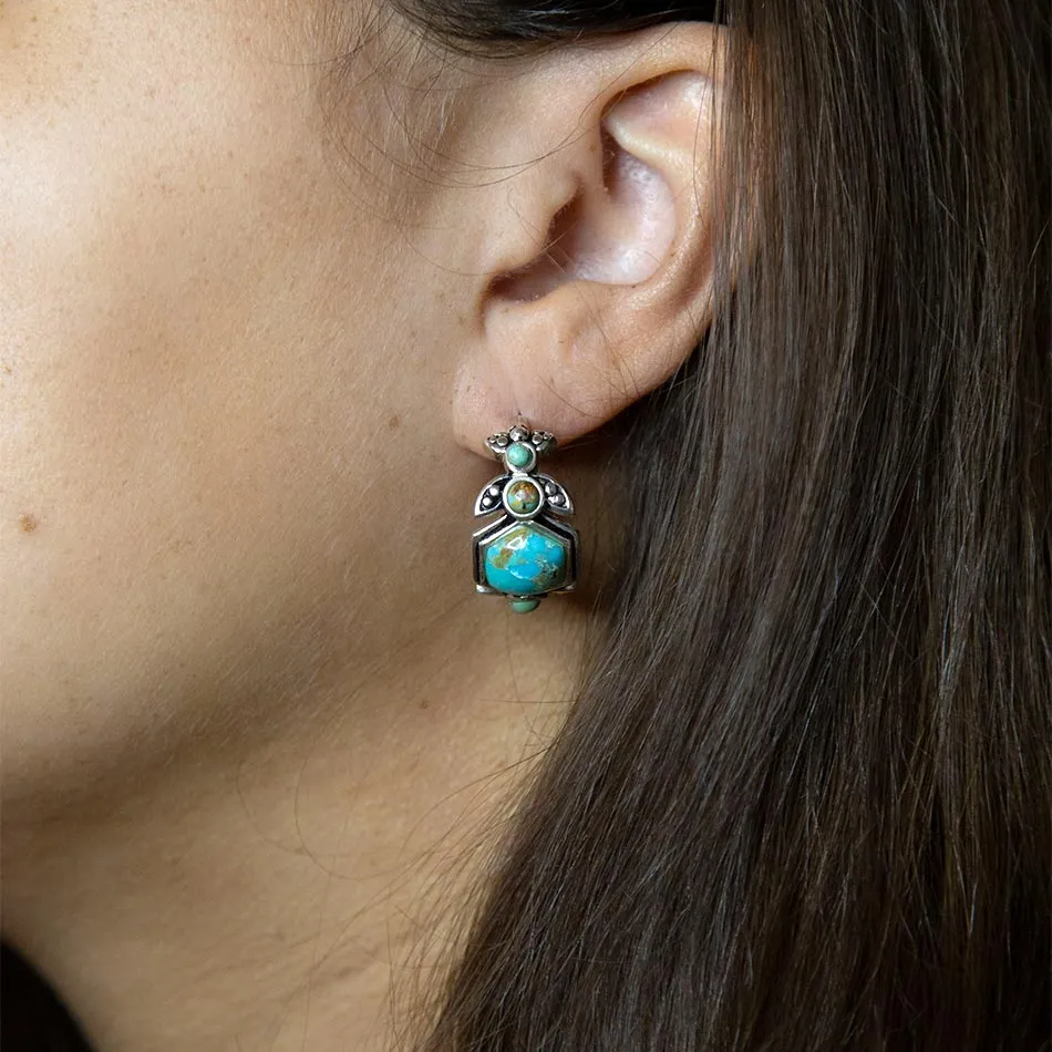 Emile Blue Turquoise Sterling Silver Hoop Earrings sold by Zulily product image thumbnail 2