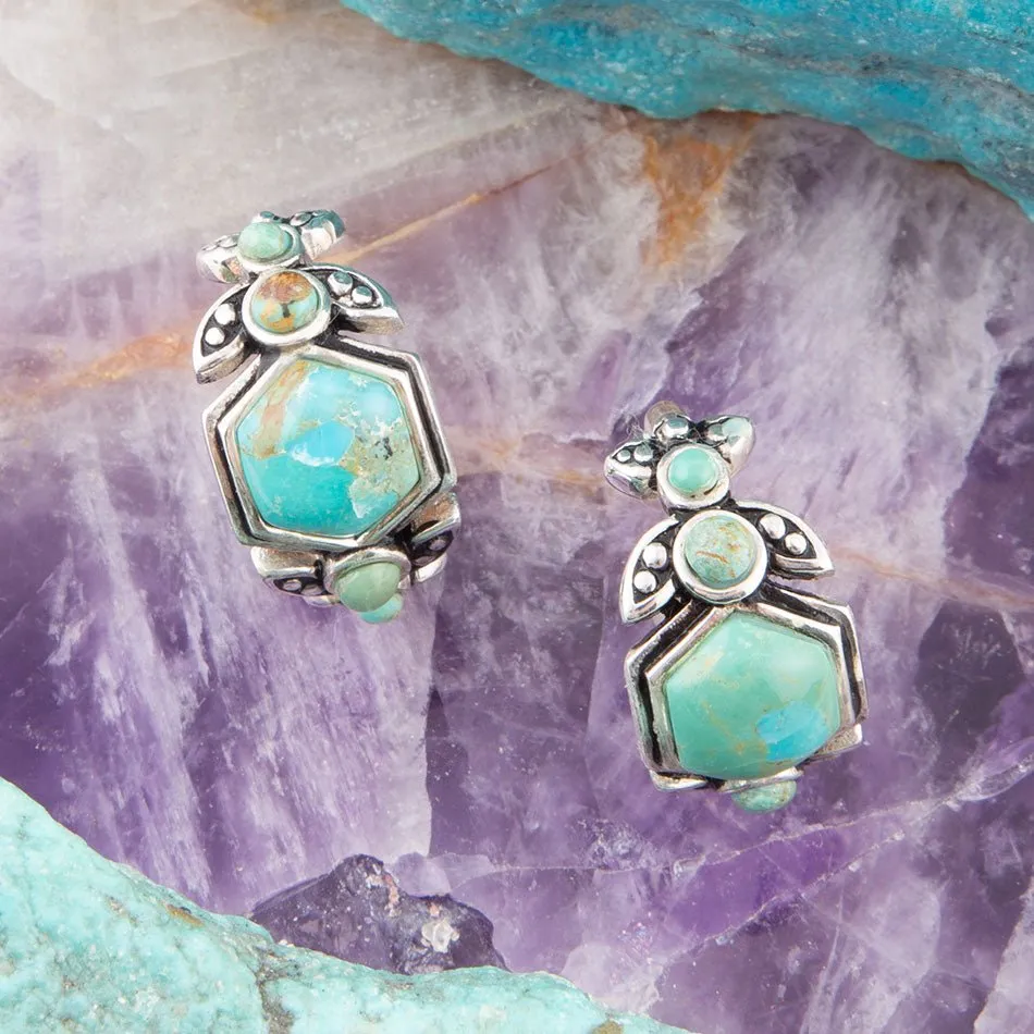 Emile Blue Turquoise Sterling Silver Hoop Earrings sold by Zulily product image thumbnail 3