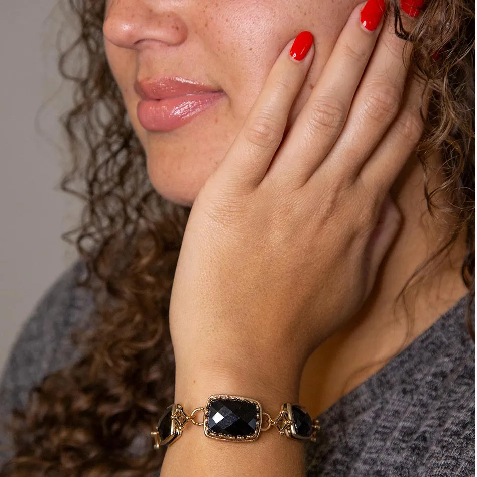 Black Onyx Golden Link Bracelet sold by Zulily product image thumbnail 2