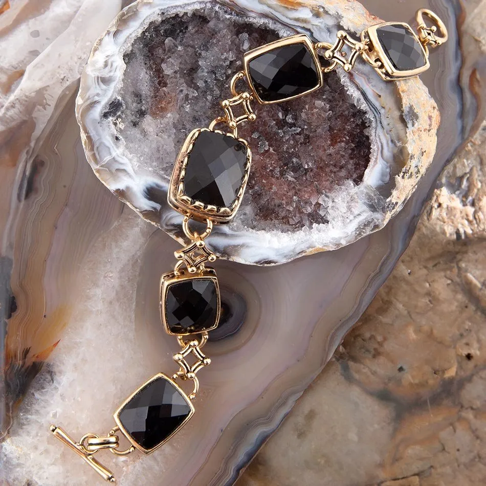Black Onyx Golden Link Bracelet sold by Zulily product image thumbnail 3
