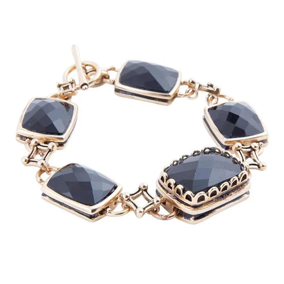 Black Onyx Golden Link Bracelet sold by Zulily product image thumbnail 4