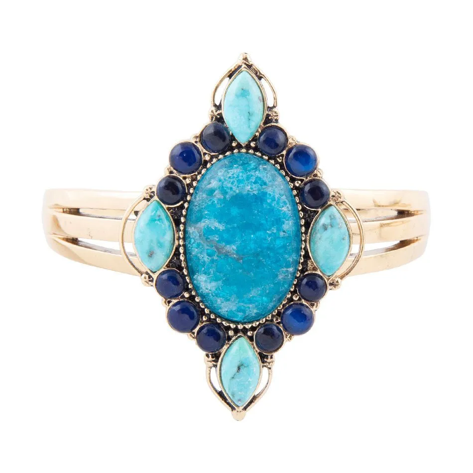 Regal Blue Apatite Mixed Stone Golden Cuff Bracelets sold by Zulily product image thumbnail 4