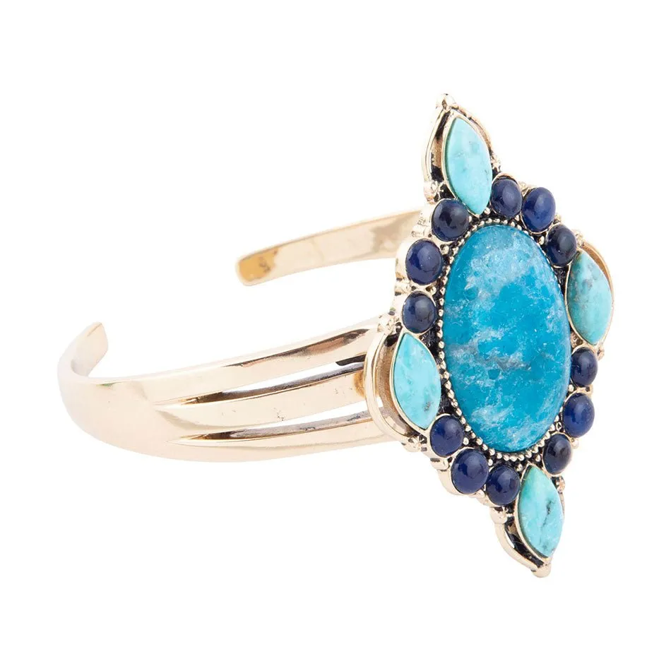 Regal Blue Apatite Mixed Stone Golden Cuff Bracelets sold by Zulily