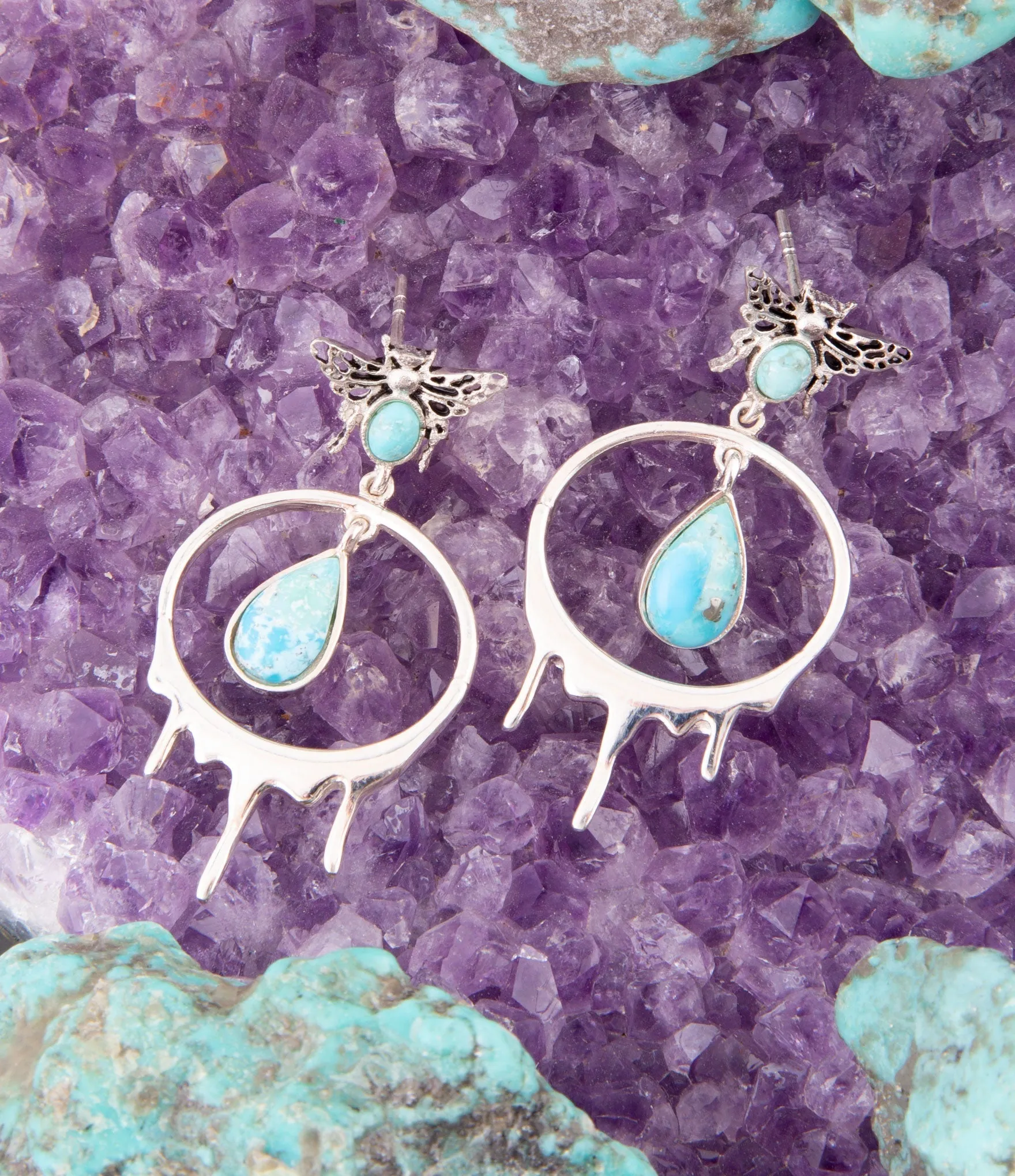 Honey Blue Turquoise Sterling Silver Drop Earrings sold by Zulily product image thumbnail 2