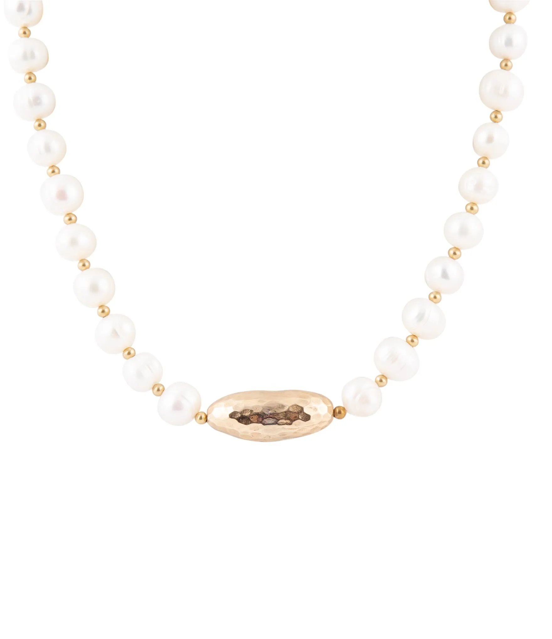 White Pearl Golden Beaded Strand Necklace sold by Zulily