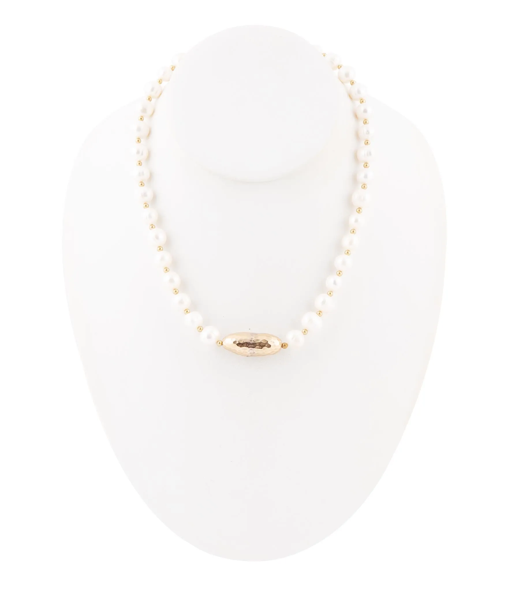 White Pearl Golden Beaded Strand Necklace sold by Zulily product image thumbnail 3