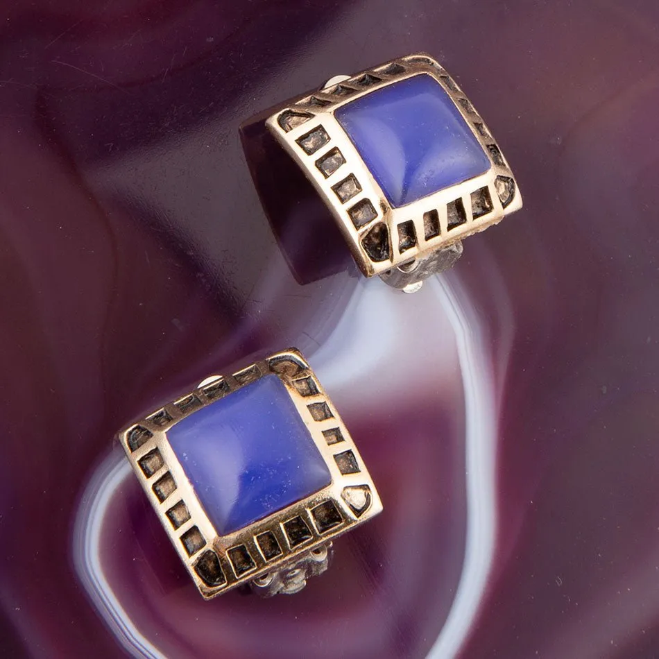 Blue Agate Golden Clip Earrings sold by Zulily product image thumbnail 3