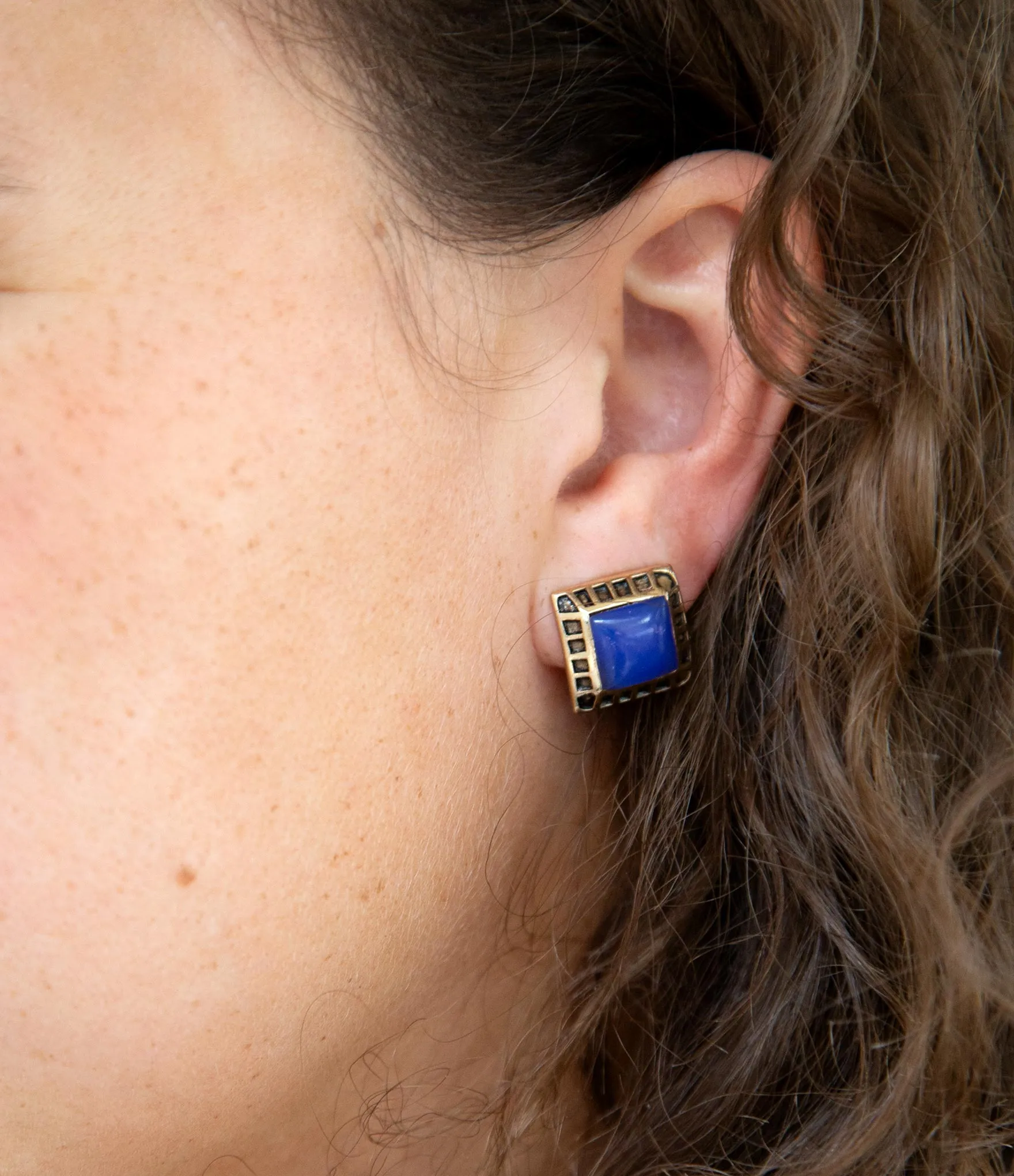 Blue Agate Golden Clip Earrings sold by Zulily product image thumbnail 2