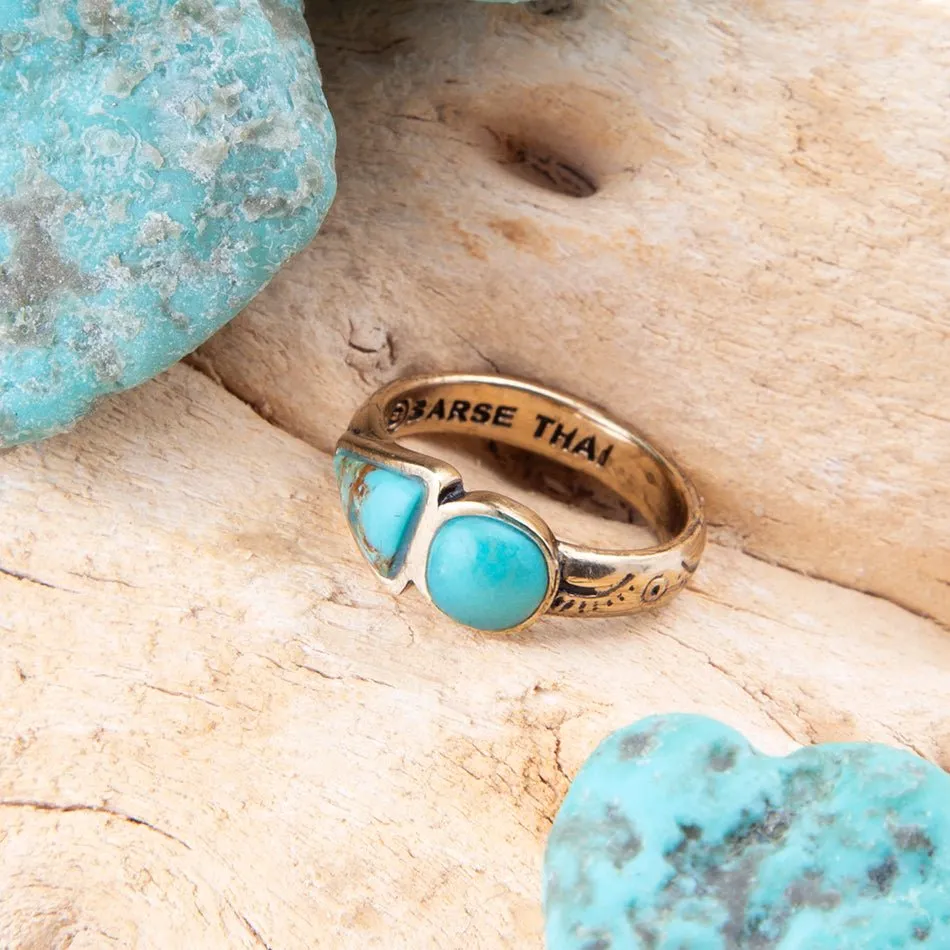 Blue Turquoise Shape Golden Bronze Ring sold by Zulily product image thumbnail 2