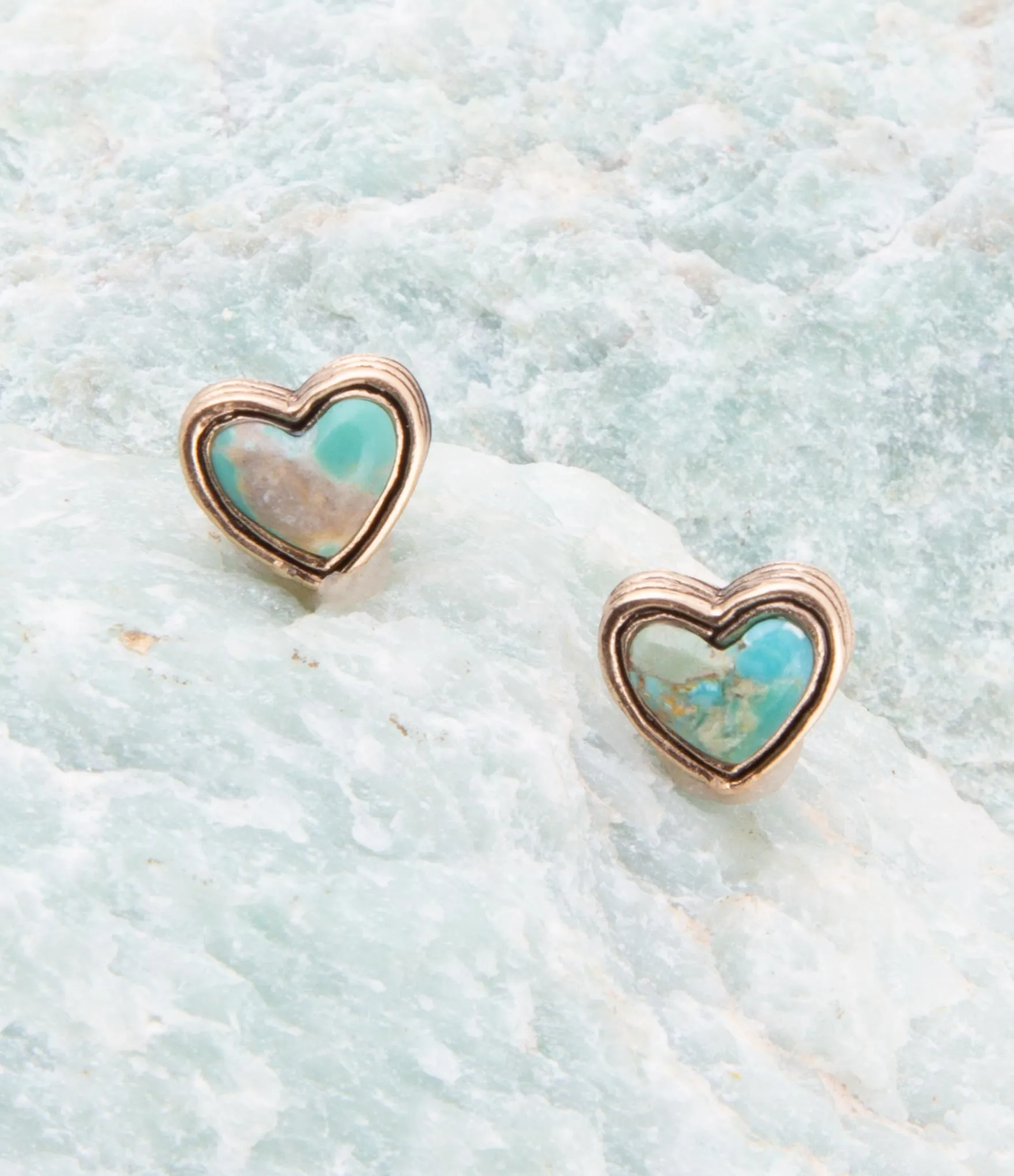 Heart Blue Turquoise Golden Stud Earrings sold by Zulily product image thumbnail 3